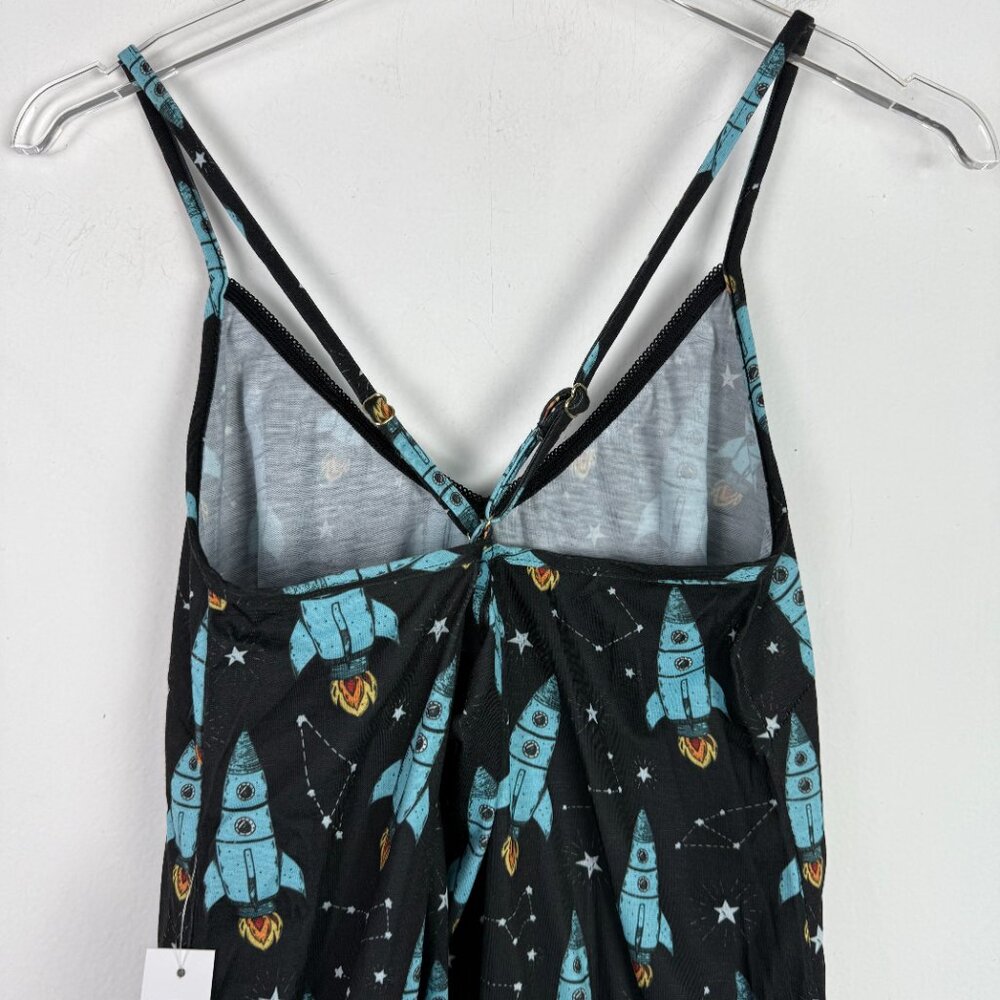 NWT Modcloth Breakfast for Dinner Easy Does It Sleep Romper Rockets Size Medium - Picture 8 of 12